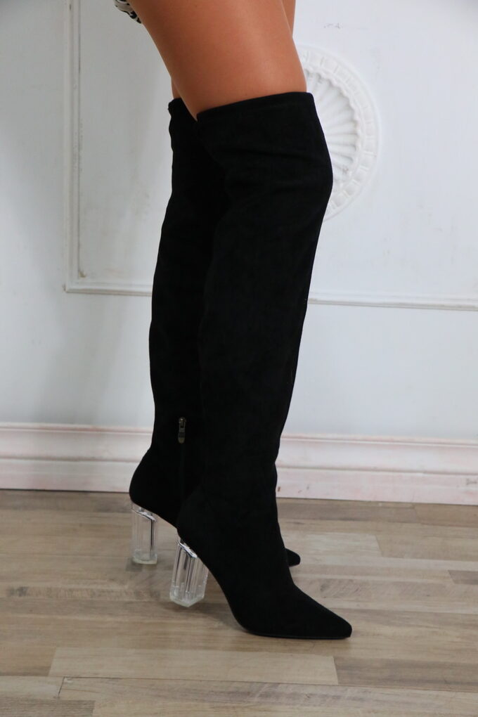 Bota Alta Tacón Transparente