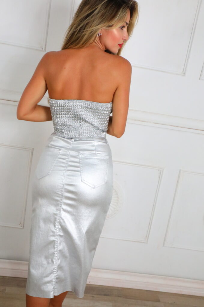 Falda Midi Metalizada