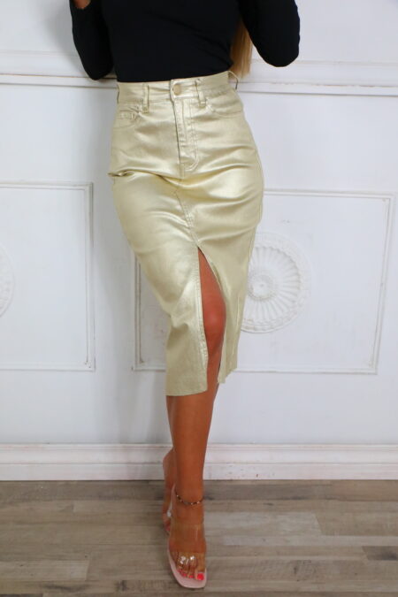 Falda Midi Metalizada