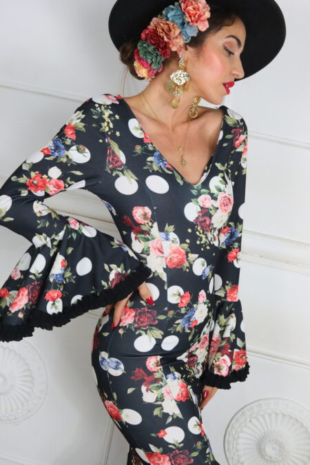 Vestido Flamenco Flores Con Lunares