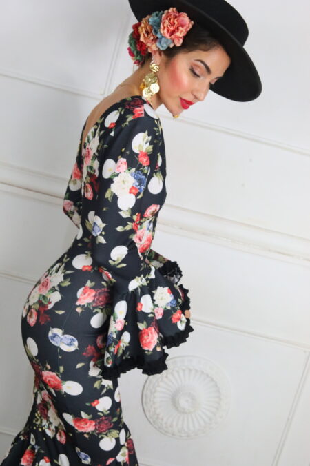 Vestido Flamenco Flores Con Lunares
