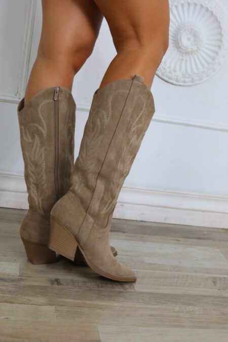 Botas Cowboy Bordadas - 36, Taupe