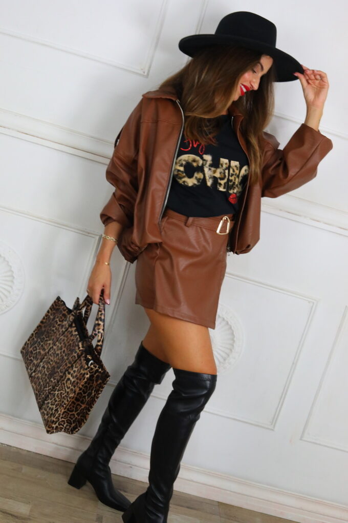 Falda-Pantalón Polipiel Cinturón