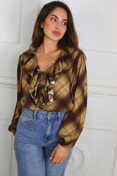 Blusa Escote Volantes Estampada