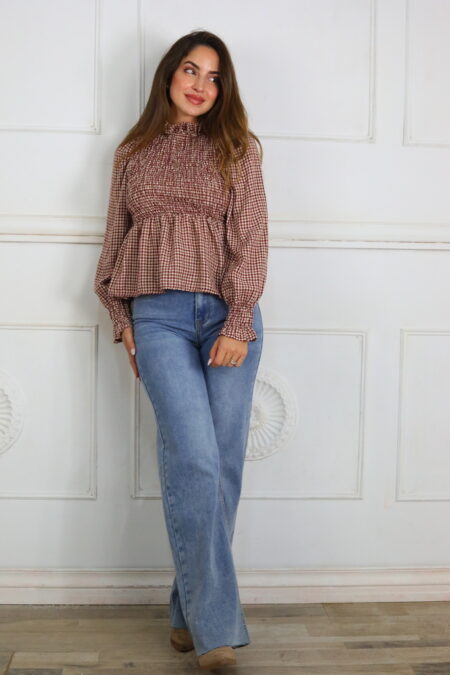 Blusa Fruncida Cuadros