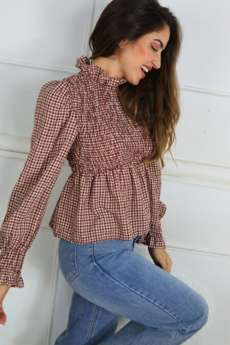 Blusa Fruncida Cuadros