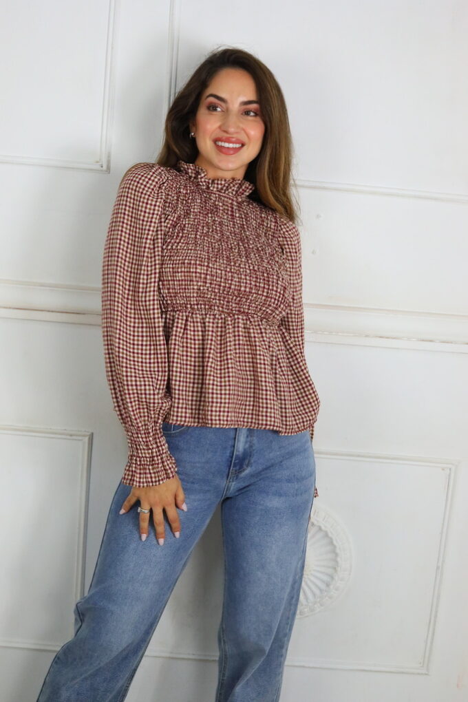 Blusa Fruncida Cuadros