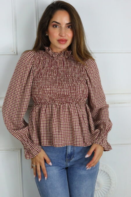 Blusa Fruncida Cuadros