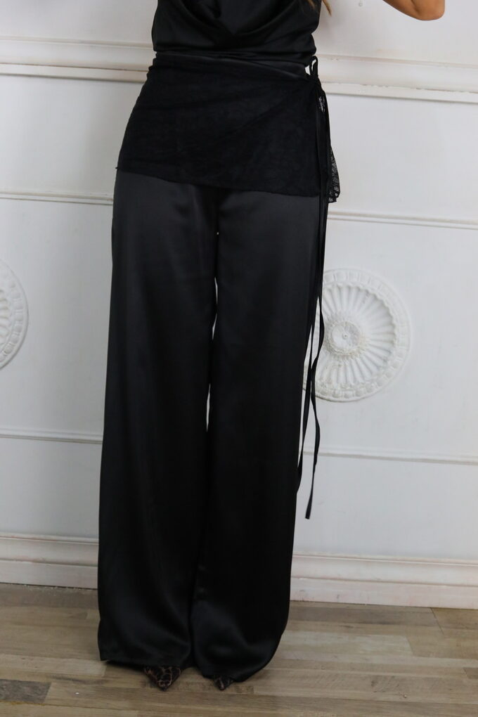 Pantalon Satén Con Pareo Encaje