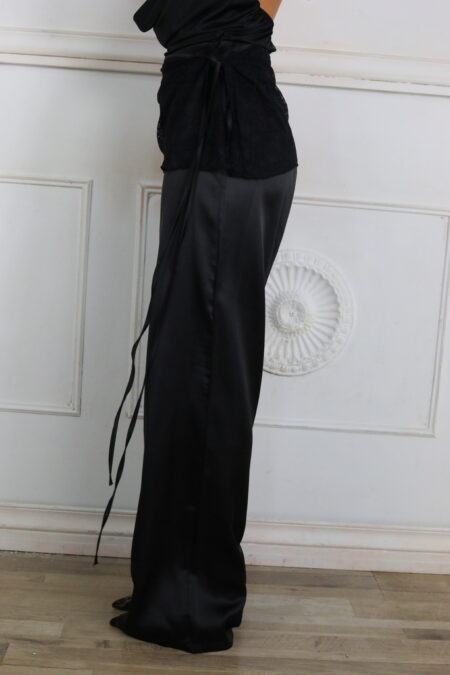 Pantalon Satén Con Pareo Encaje