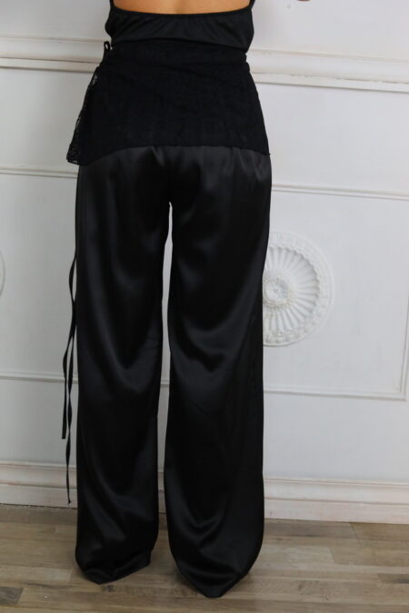 Pantalon Satén Con Pareo Encaje