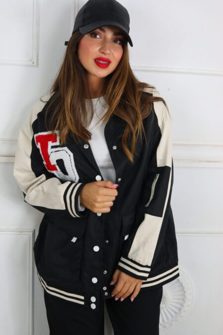 Parka Bicolor Cargo - Única, Negro