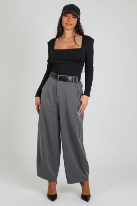 Pantalon Balloon Cinturón - Única, Gris claro