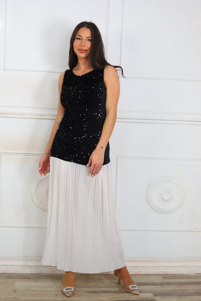 Vestido Plisado Lentejuelas