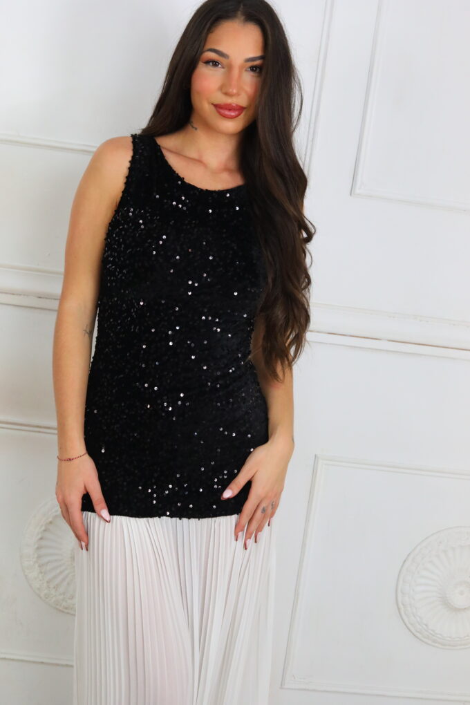 Vestido Plisado Lentejuelas