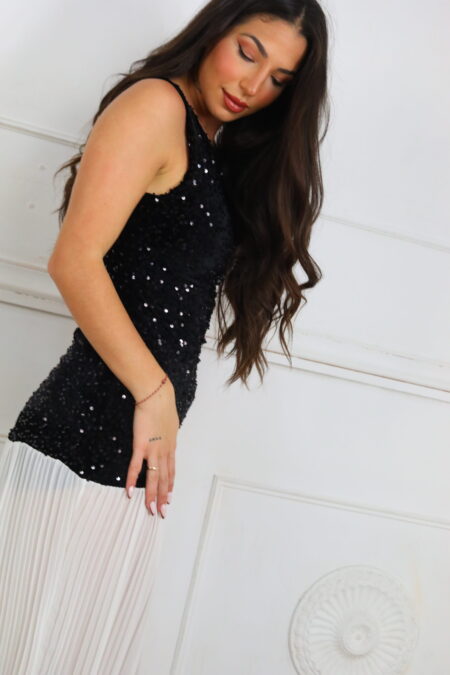 Vestido Plisado Lentejuelas