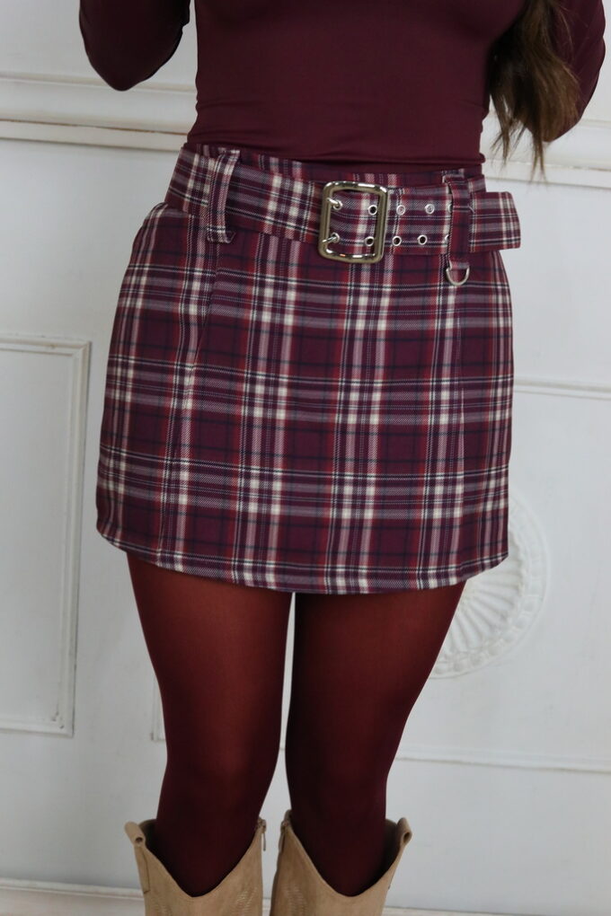 Short-Falda Cuadros Cinturón