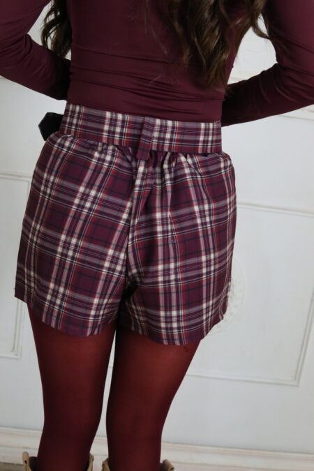 Short-Falda Cuadros Cinturón