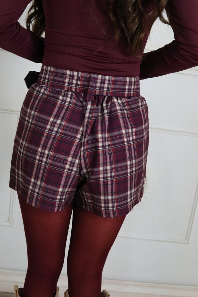 Short-Falda Cuadros Cinturón