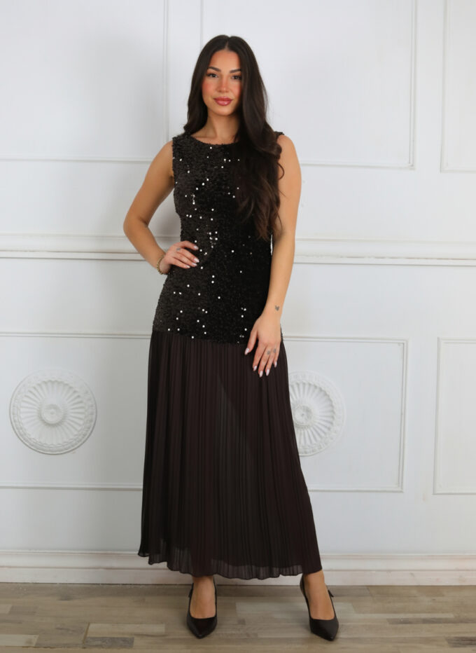 Vestido Plisado Lentejuelas