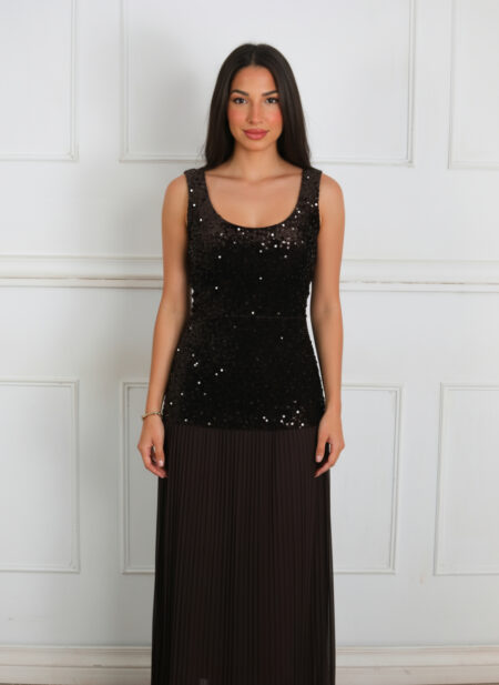 Vestido Plisado Lentejuelas