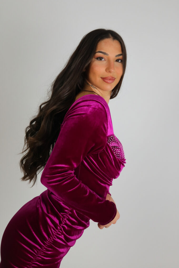 Vestido Terciopelo Pliegues