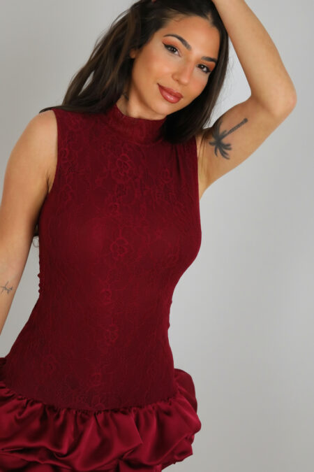 Vestido Encaje Volantes