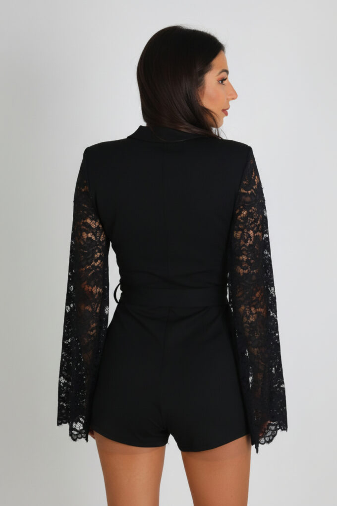 Mono Corto Encaje Cinturón